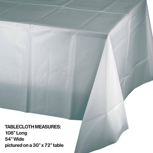 Bulk Pack of 2 Shimmering Silver Tablecover Plastic 54" X 108"