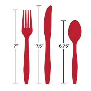 Bulk Pack of 54 Classic Red Assorted Plastic Cutlery