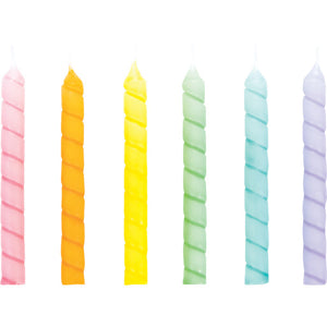 Bulk Pack of 24 Large Spriral Pastel Candles