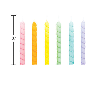 Bulk Pack of 24 Large Spriral Pastel Candles