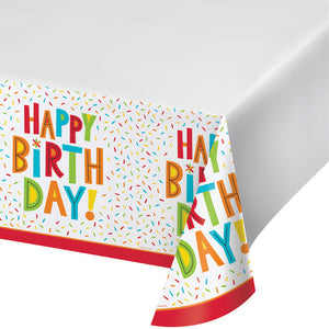 Bulk Pack of 3 Birthday Fun Plastic Tablecover 48" X 88"