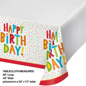 Bulk Pack of 3 Birthday Fun Plastic Tablecover 48" X 88"