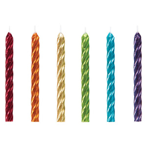 Bulk Pack of 48 Spriral Rainbow Metallic Candles