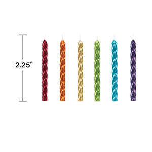 Bulk Pack of 48 Spriral Rainbow Metallic Candles