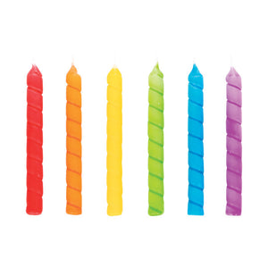 Bulk Pack of 24 Large Spiral Rainbow Candles