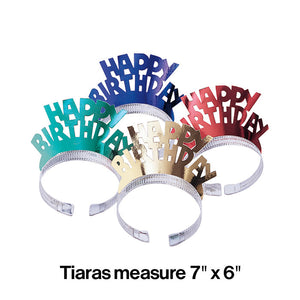 Bulk Pack of 8 Foil Birthday Tiaras