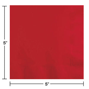 Bulk Pack of 150 Classic Red Beverage Napkin, 3 Ply