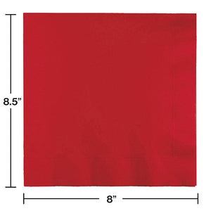 Bulk Pack of 50 Classic Red Dinner Napkins 3Ply 1/4Fld