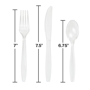 Bulk Pack of 54 Clear Assorted Plastic Cutlery Clear