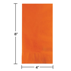 Bulk Pack of 100 Sunkissed Orange Dinner Napkins 2Ply 1/8Fld