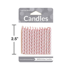 Bulk Pack of 120 Pink Striped Candles