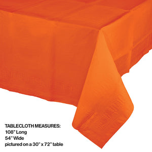 Bulk Pack of 2 Sunkissed Orange Tablecover 54"X 108" Polylined Tissue