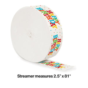 12ct Bulk Happy Birthday Streamers