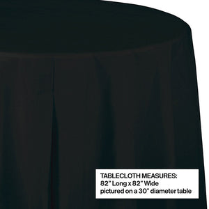 Bulk Pack of 2 Black Velvet Round Plastic Tablecover, 82"