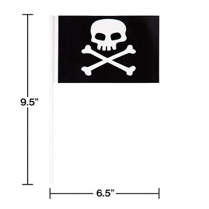 Bulk Pack of 16 Plastic Pirate Flag Banner