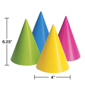 Bulk Pack of 24 Neon Party Hats