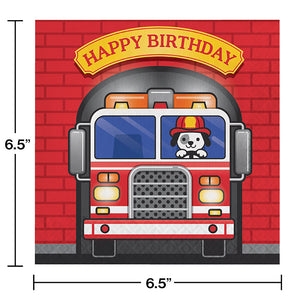 Bulk Pack of 32 Fire Truck Birthday Napkins