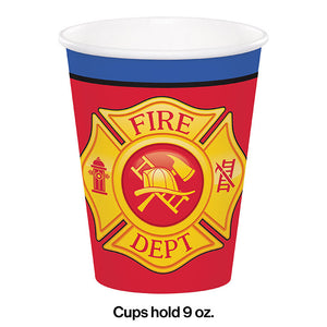 Bulk Pack of 16 Fire Truck Hot/Cold Paper Cups 9 Oz