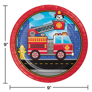 Bulk Pack of 16 Fire Truck Paper Plates