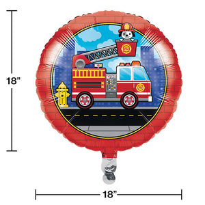 Bulk Pack of 2 18" Fire Truck Metallic Balloon