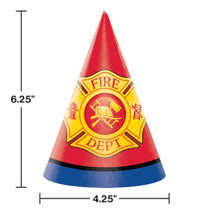 Bulk Pack of 16 Fire Truck Party Hats