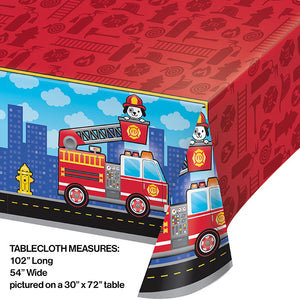 Bulk Pack of 2 Fire Truck Plastic Tablecover