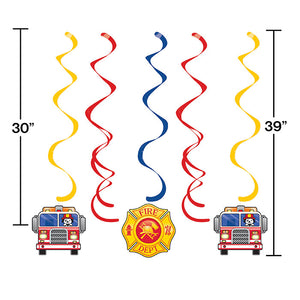 Bulk Pack of 10 Fire Truck Swirl Decorations