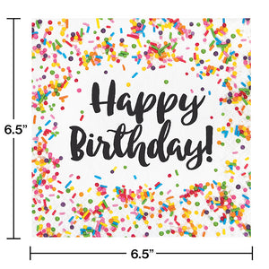 Bulk Pack of 32 Confetti Sprinkles Birthday Napkins