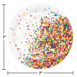 Bulk Pack of 24 Confetti Sprinkles Paper Dessert Plates