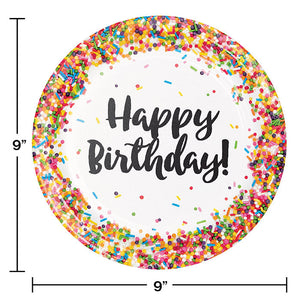 Bulk Pack of 16 Confetti Sprinkles Paper Plates