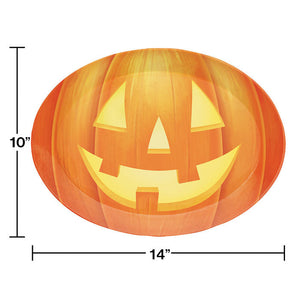 Bulk Pack of 2 Halloween Pumpkin Plastic Tray, 10 X 14 Oval