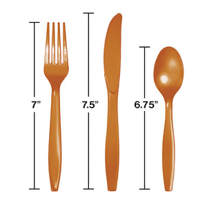 Bulk Pack of 48 Pumpkin Spice Orange Assorted Plastic Cutlery