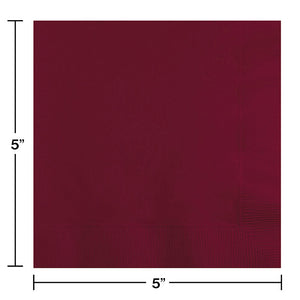 Bulk Pack of 100 Burgundy Beverage Napkin 2Ply