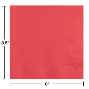 Bulk Pack of 50 Coral Dinner Napkins 3Ply 1/4Fld