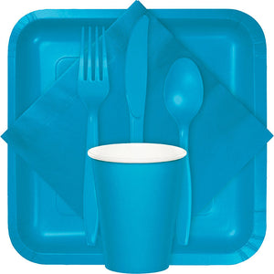 Bulk Pack of 48 Turquoise Blue Assorted Plastic Cutlery