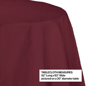 Bulk Pack of 2 Burgundy 82" Round Polylined Tissue Tablecover