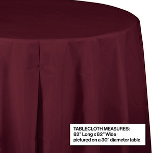 Bulk Pack of 2 Burgundy Round Plastic Tablecover, 82"