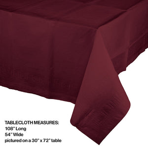 Bulk Pack of 2 Burgundy Tablecover 54"X 108" Polylined Tissue