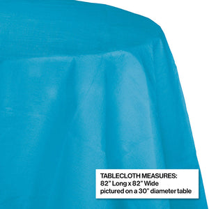 Bulk Pack of 2 Turquoise 82" Round Polylined Tissue Tablecover