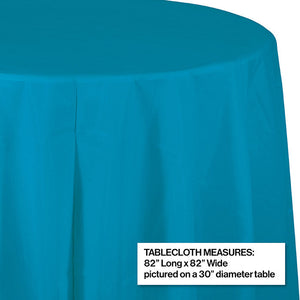 Bulk Pack of 2 Turquoise Round Plastic Tablecover, 82"