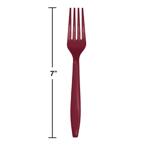 Bulk Pack of 48 Burgundy Red Plastic Forks