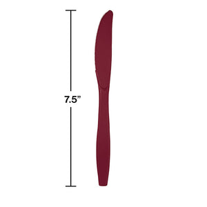 Bulk Pack of 48 Burgundy Red Plastic Knives