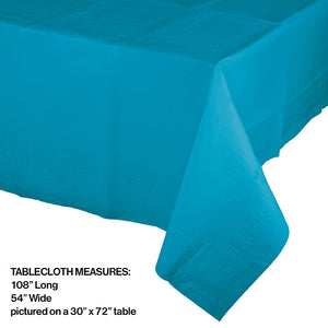 Bulk Pack of 2 Turquoise Tablecover 54"X 108" Polylined Tissue