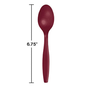 Bulk Pack of 48 Burgundy Red Plastic Spoons