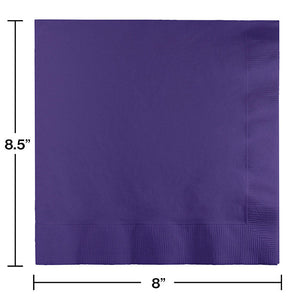 Bulk Pack of 50 Purple Dinner Napkins 3Ply 1/4Fld