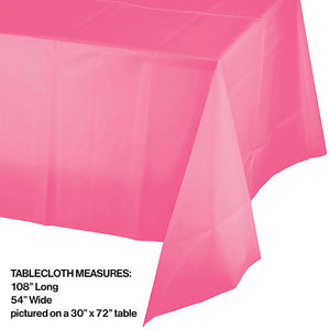 Bulk Pack of 2 Candy Pink Tablecover Plastic 54" X 108"