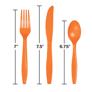 Bulk Pack of 48 Sunkissed Orange Assorted Plastic Cutlery