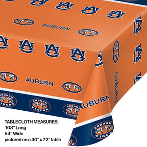 Bulk Pack of 2 Auburn Tigers Plastic Table Cover, 54"x108"