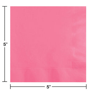 Bulk Pack of 100 Candy Pink Beverage Napkin 2Ply