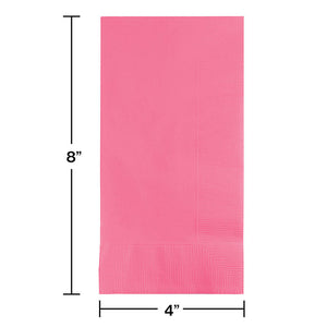 Bulk Pack of 100 Candy Pink Dinner Napkins 2Ply 1/8Fld